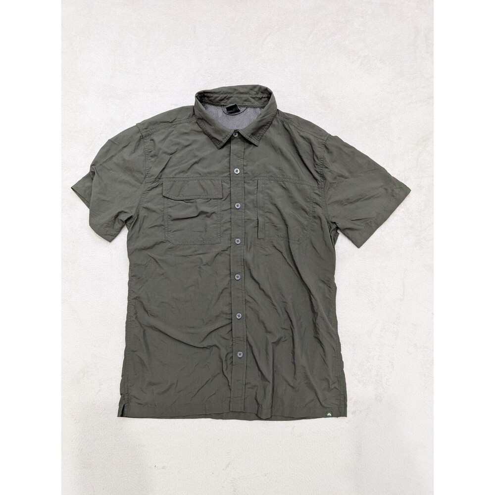 Eastern Mountain Sports Shirt Mens Medium Green Short Sleeve Button Down EMS